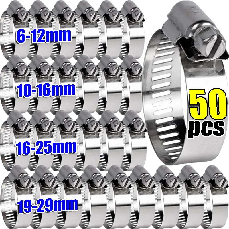 Drain Pipe Clip - 10-50pcs Hose Clips Pipe Clamps Stainless