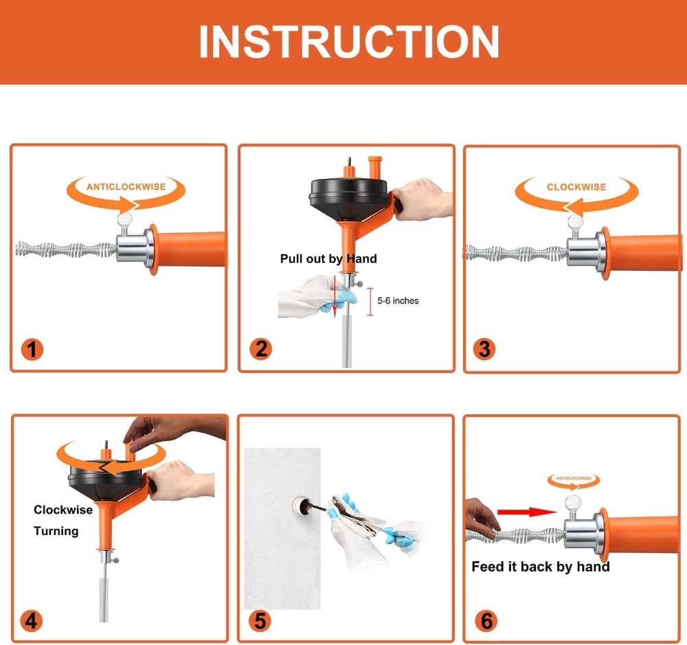 Drain Auger Clog Remover with  - مراجعة Drain Snake Flexible وسعره