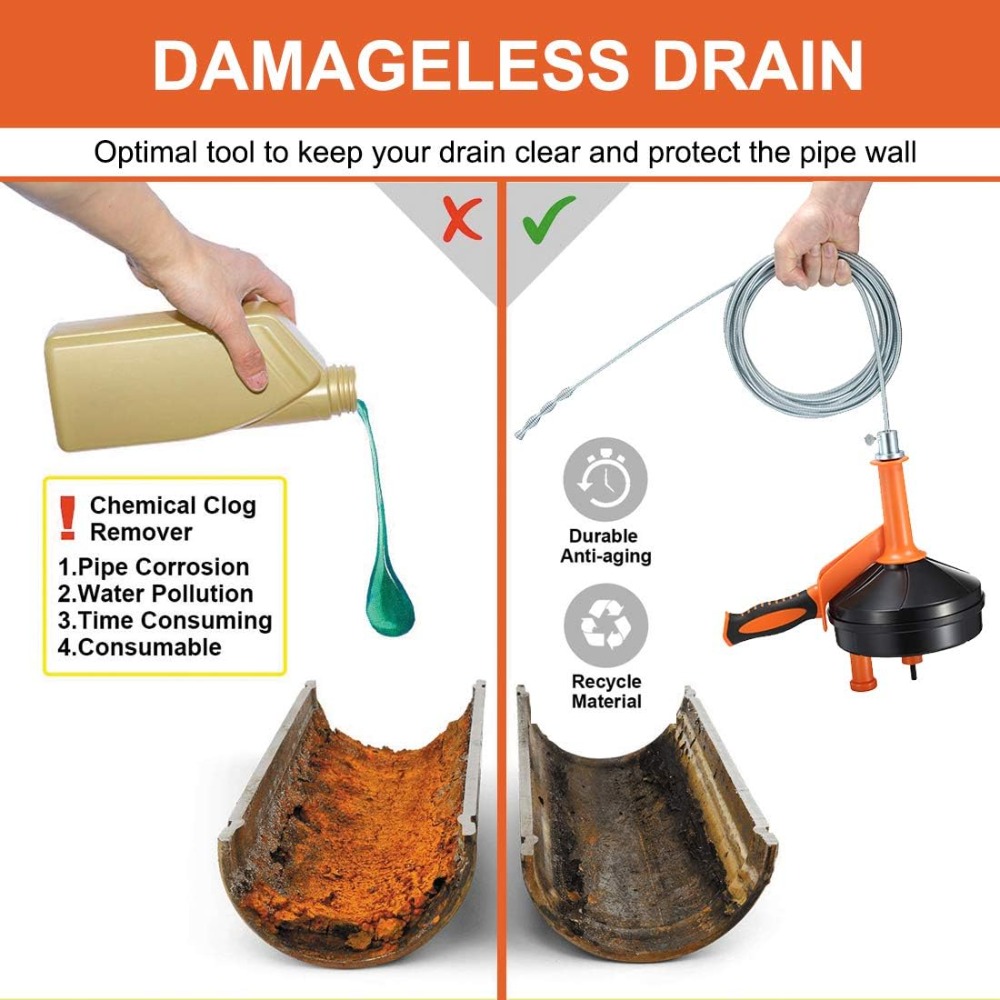Drain Auger Clog Remover with  - مراجعة Drain Snake Flexible وسعره